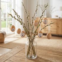 Artículo Decoración colgante de huevo de Pascua, primavera, Pascua, huevos de gallina reales, natural, 6 cm, 6 piezas