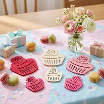 Artículo Decoración de mesa de cupcakes de madera colores pastel muffins decoración de cumpleaños 24 piezas
