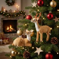 Artículo Ciervo navideño decorativo para colgar, 11,5 cm de alto / 7,5 cm de ancho, 2 unidades