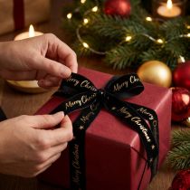 Artículo Cinta de regalo Cinta navideña Cinta de terciopelo negro 25mm 20m