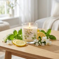 Artículo Vela perfumada en vaso bergamota lima albahaca Ø7,5cm H8,5cm