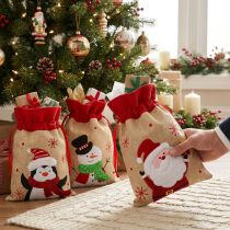 Artículo Bolsas de regalo Navidad Papá Noel aspecto yute 20×23cm 3ud