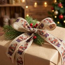 Artículo Cinta navideña cinta rústica Papá Noel 25mm 15m