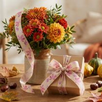Artículo Cinta de regalo hojas de otoño moradas cinta decorativa otoño 25mm 20m