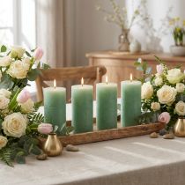 Artículo Velas de pilar verde jade, teñidas, velas decorativas de alta calidad de 70 x 120 mm, elegante decoración de mesa y regalo, juego de 4