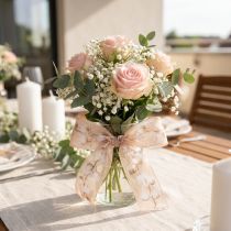 Artículo Cinta de organza, flores de algodón, cinta decorativa, rosa, 40 mm, 15 m