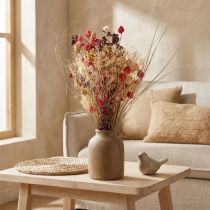 Artículo Ramo de flores secas estilo boho Cardo fresa y aciano en rojo blanqueado, realista 150g