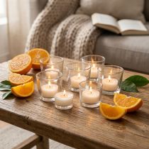 Artículo Velas perfumadas naranja, aroma a velas de té, vela aromática Ø3,8cm H2,3cm blanco 18 piezas