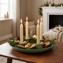 Artículo Plato para velas Corona de Adviento verde con cuatro portavelas 24cm
