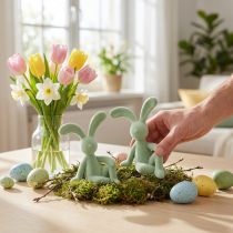 Artículo Figura decorativa de conejito de Pascua para una elegante decoración del hogar y Pascua, 22 cm, 2 piezas
