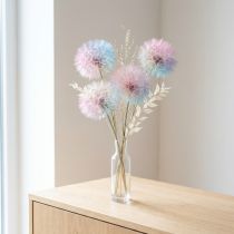 Artículo Decoración de diente de león, flor seca, estabilizada y teñida, delicada, duradera, 12 cm, 4 piezas