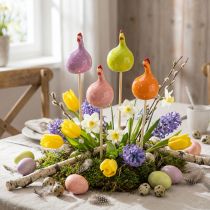 Artículo Estacas decorativas de pollo para arreglos florales de primavera y decoración de mesas, 7,5 cm, 4 piezas