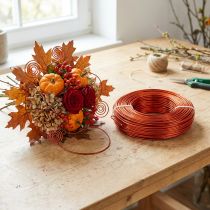 Artículo Alambre de aluminio de Ø2 mm, 500 g, 60 m, color naranja - Alambre flexible para manualidades, floristería y decoración.