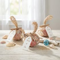 Artículo Mezcla de conchas decorativas marítimas en red, coloridas, 3,5-6 cm, 300 g × 3 piezas