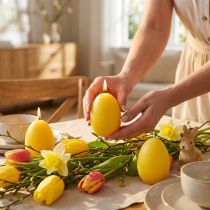 Artículo Vela de huevo de Pascua para decoración de Pascua en el salón, atractiva y perfecta para Pascua, 9cm, 20h, 6 piezas