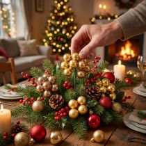 Artículo Mini adornos navideños de alambre, con forma de bayas espejadas, brillantes, 20 mm, 140 unidades.