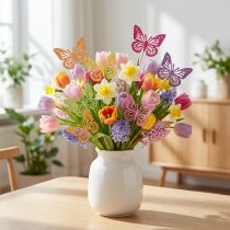 Artículo Decoración primaveral tapones florales mariposas decorativas de madera 28cm 18 piezas