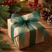 Artículo Cinta de organza cinta de regalo verde borde tejido abeto verde 25mm 50m