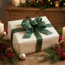 Artículo Cinta rizadora cinta de regalo verde con rayas doradas 5mm 250m