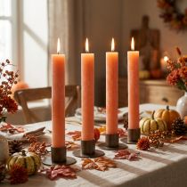 Artículo Velas cónicas teñidas de naranja melocotón 34×240mm 4ud