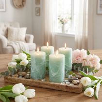 Artículo Velas lisas verde claro 60x100mm 4 piezas