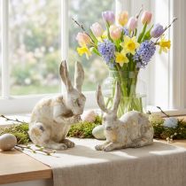 Artículo Conejos decorativos sentados de pie oro blanco Al.12,5x16,5cm 2 piezas