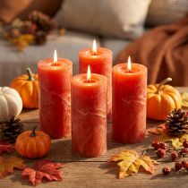 Artículo Velas color liso naranja 50x100mm 4uds