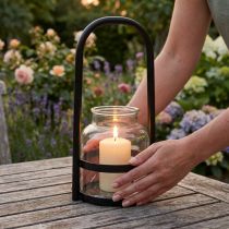 Artículo Farol metal cristal decoración negro mango transparente Ø14,5cm