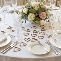 Artículo Decoración de corazones decoración dispersa corazones decoración de mesa de madera oro 5cm 48 piezas