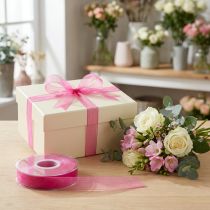 Artículo Cinta de organza cinta de regalo cinta rosa orillo 15mm 50m