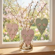 Artículo Corazón de madera, corazón decorativo para colgar, decoración de corazón H16cm 6 piezas