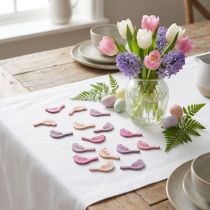 Artículo Decoración dispersa pájaro decoración madera, piezas dispersas tonos rosados 4cm 72 piezas