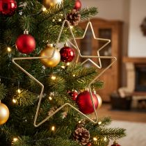 Artículo Decoración navideña estrella de metal colgante estrella decorativa dorada 20cm 6 piezas