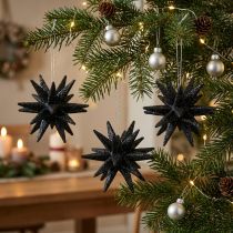 Artículo Estrellas decorativas navideñas para colgar negras Ø7,5cm 8 piezas