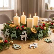 Artículo Decoración dispersa Navidad madera ciervo verde 4×3cm 72 piezas