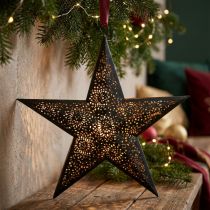 Artículo Estrella colgante de Navidad estrella de metal negra Alt. 25,5 cm