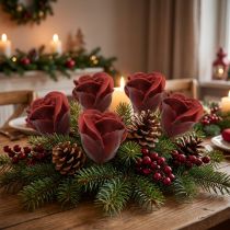 Artículo Rosas artificiales Rosas de cera de Burdeos rosas decorativas cera Ø6cm 18 piezas