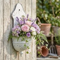 Artículo Cuenco de pared Shabby Chic de metal semicircular blanco 24cm×10cm×47cm