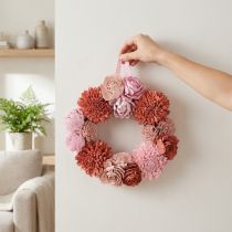 Artículo Guirnalda floral colgante con flores rosas para una decoración elegante del salón, 25 cm.