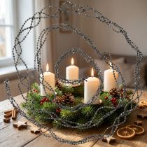 Artículo Guirnalda de perlas para árbol de Navidad Gris 275cm