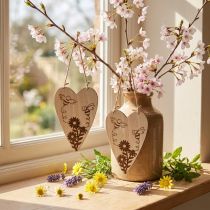 Artículo Colgador decorativo de madera corazones decorativos flores abejas decoracion 10x15cm 6 piezas