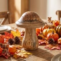 Artículo Seta de madera con ranuras Seta decorativa de otoño madera de mango natural 10×Ø8cm