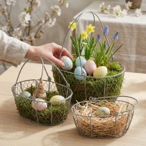 Artículo Cesta de alambre, cesta de Pascua, cesta decorativa de metal L32/28,5/25cm juego de 3
