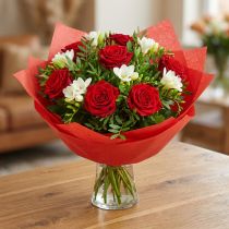 Artículo Papel de seda con diseño de flores para puños, color rojo, 37,5 cm, 100 m