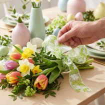 Artículo Cinta decorativa con mariposas 25mm cinta de organza verde cinta de regalo 20m