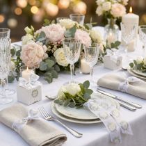 Artículo Cinta de organza para decoración de bodas «Love» blanca 40 mm 15 m