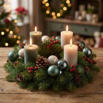 Artículo Bolas navideñas bolas de árbol de cristal verde gris 4cm 24 piezas