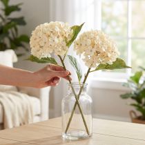Artículo Hortensias decorativas artificiales de seda color crema, 34 cm, 2 unidades