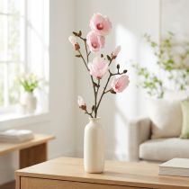 Artículo Rama de magnolia artificial con flores rosas, diámetro 8 cm, largo 100 cm