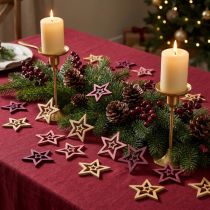 Artículo Decoración dispersa estrellas de madera en rosa baya natural Ø4cm 72 piezas
